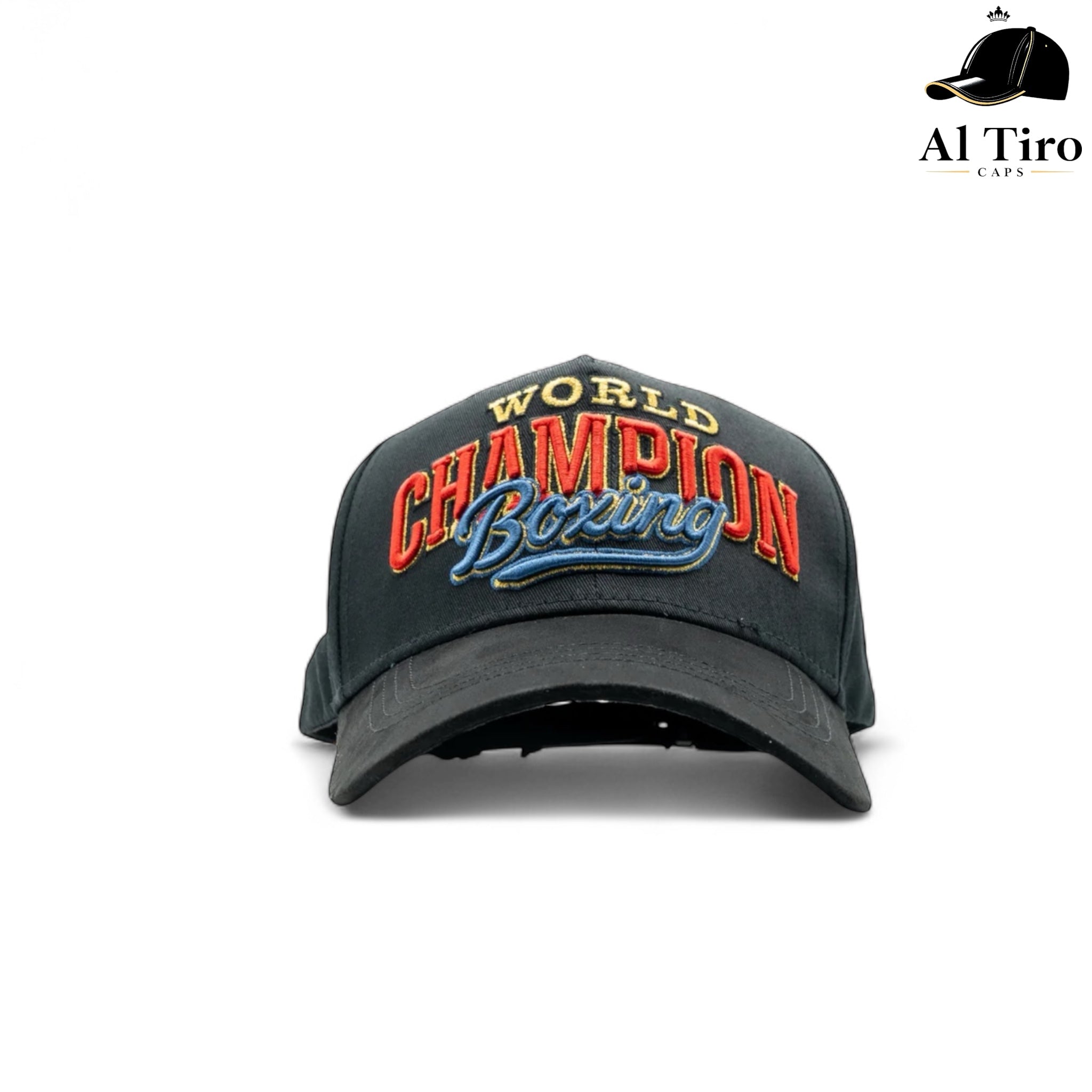 Gorra negra Dandy Hats x Canelo WBC World Champion con bordado rojo y azul "World Champion Boxing"